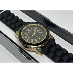 Embassy Watch EM3364L Black & Gold Toned Japanese MOVT, NWOT in Box